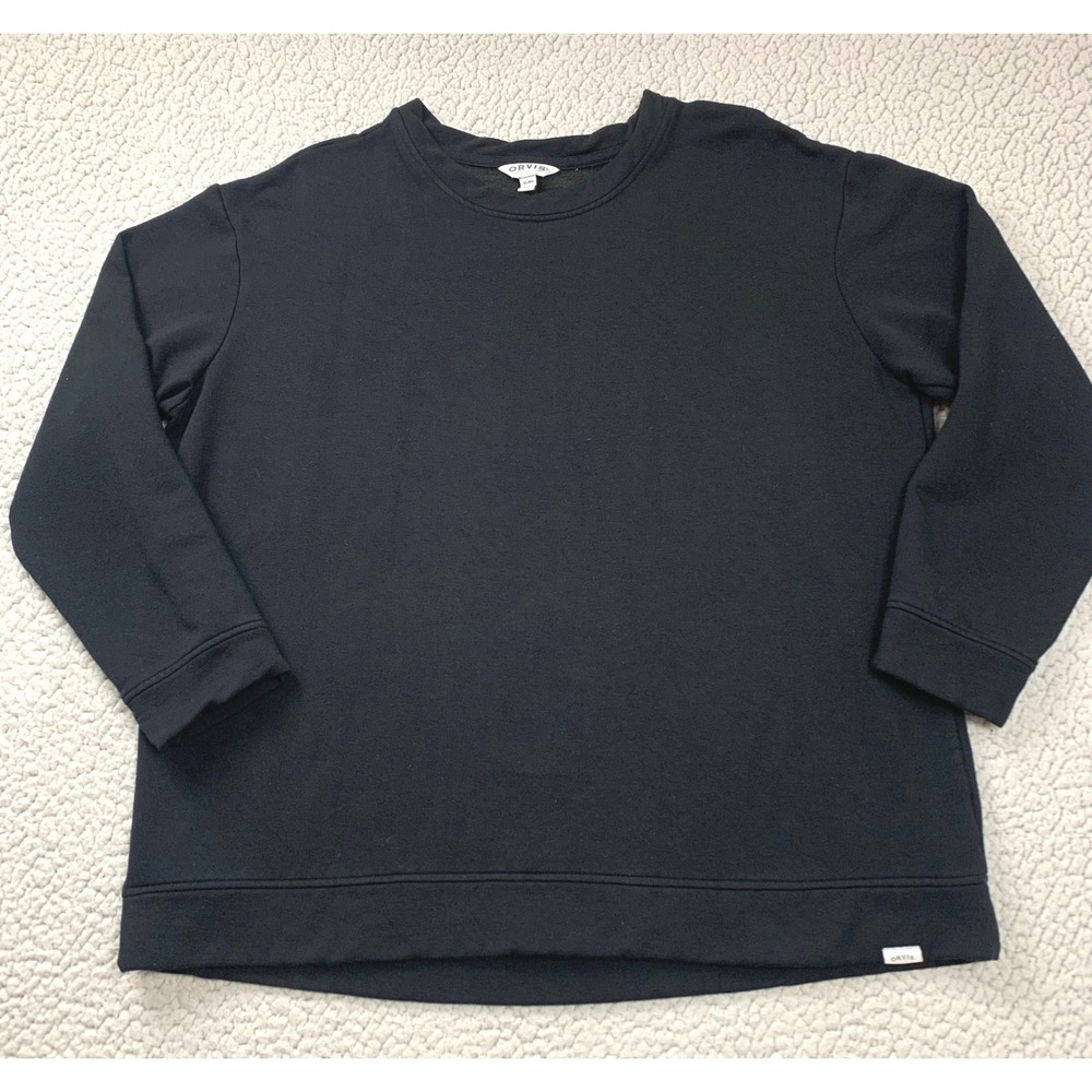 Orvis Mens XL Black Fleece Sweatshirt Modal Blend Pullover Crewneck Warm Classic